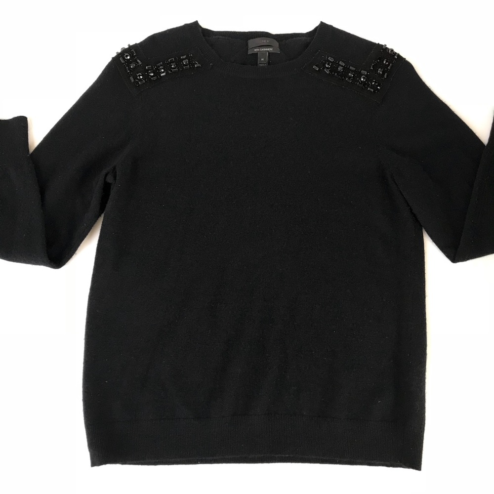J. Crew Cashmere Embellished Shoulder Sweater